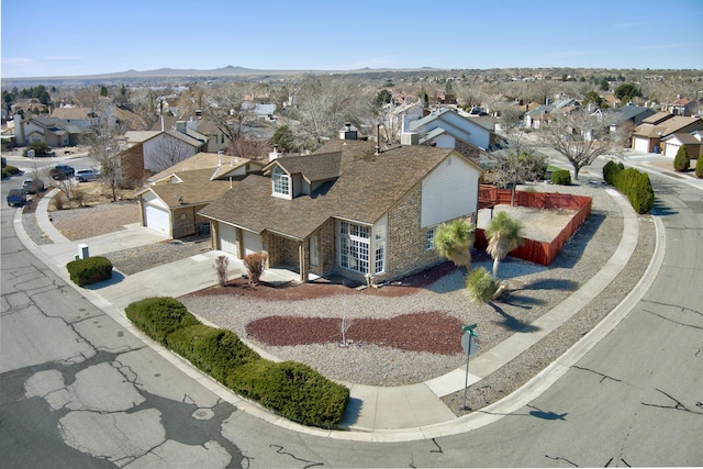 aerial view featuring a residential view