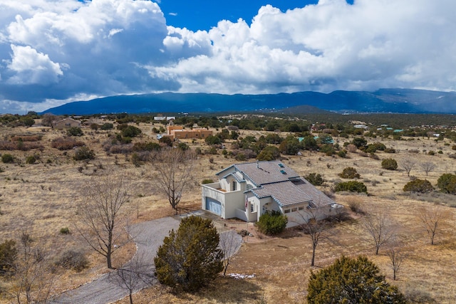 aerial view with a mountain view