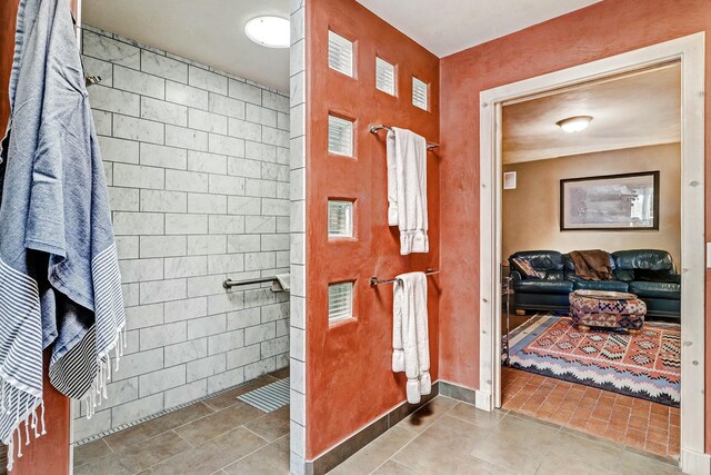 7 Calle Cholla, Placitas, NM 87043 - bathroom featuring tile patterned floors and a tile shower