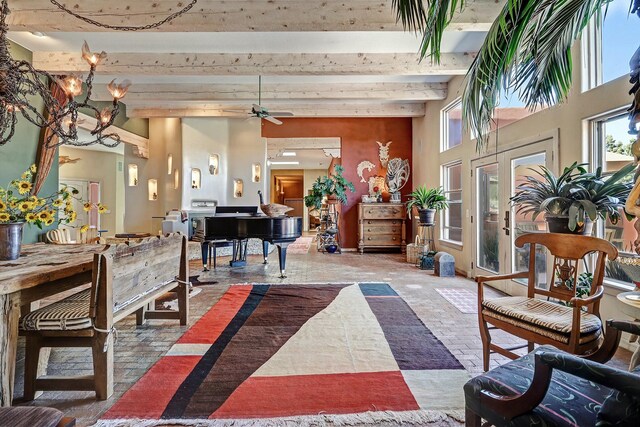 7 Calle Cholla, Placitas, NM 87043 - building lobby featuring beamed ceiling and a high ceiling