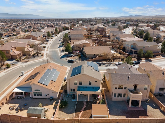 birds eye view of property featuring a residential view and a mountain view