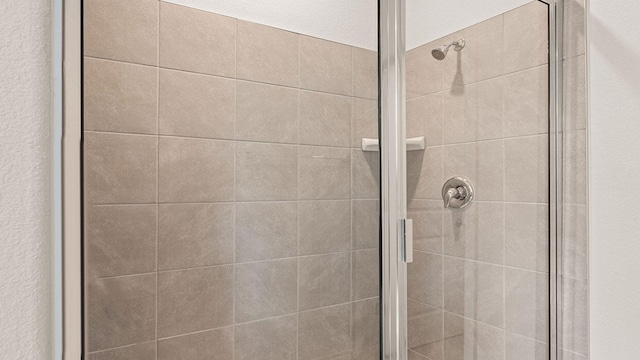 bathroom with a shower stall