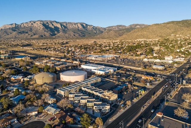 birds eye view of property featuring a mountain view