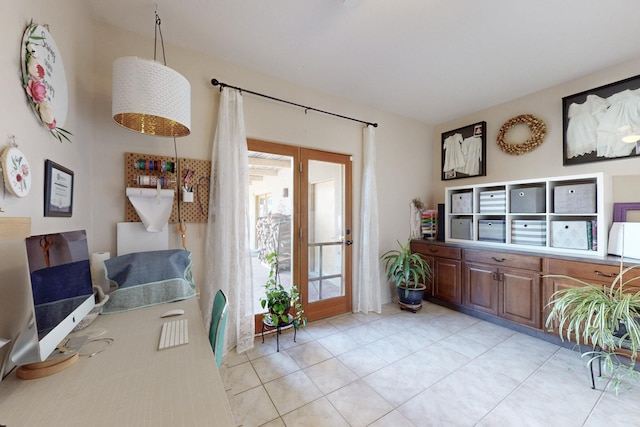 interior space featuring light tile patterned floors