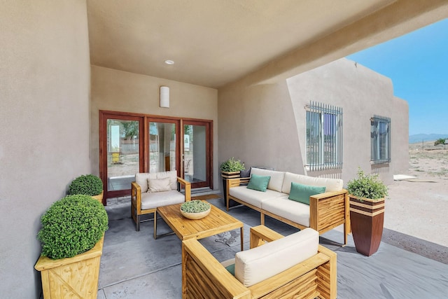 view of patio featuring an outdoor living space