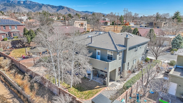 aerial view with a residential view and a mountain view