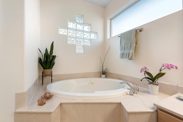 bathroom featuring a garden tub