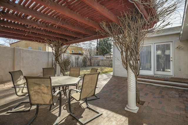 view of patio featuring outdoor dining area and a fenced backyard