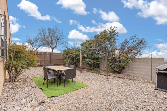 view of yard with a fenced backyard