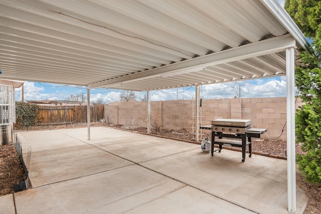 view of patio / terrace with a fenced backyard and grilling area