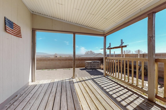 deck featuring a fenced backyard