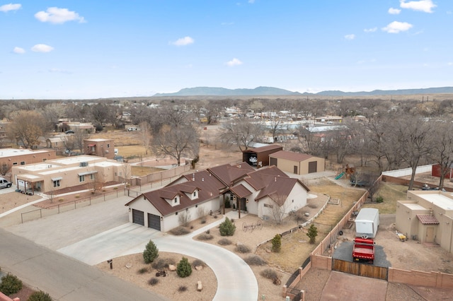 aerial view with a residential view and a mountain view