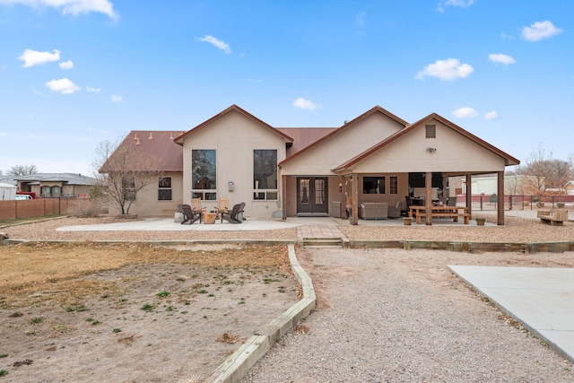 1800 Los Pinos Rd, Bosque Farms, NM 87068 - back of property featuring a patio area, french doors, and stucco siding