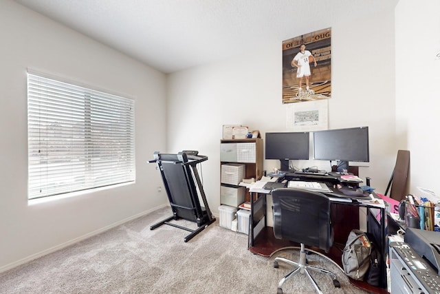 office featuring baseboards and carpet floors