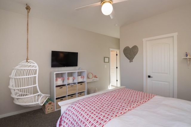 bedroom featuring a ceiling fan and carpet flooring