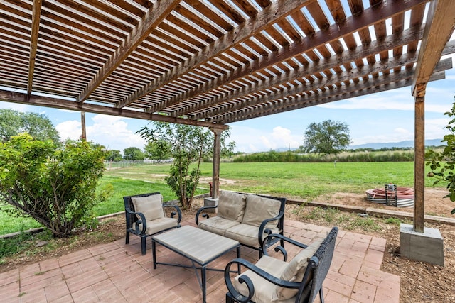 view of patio with a rural view and an outdoor hangout area