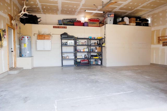 garage with electric water heater