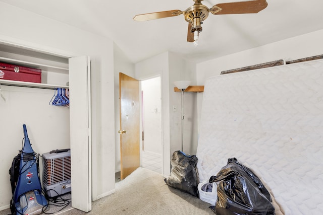 interior space with a ceiling fan