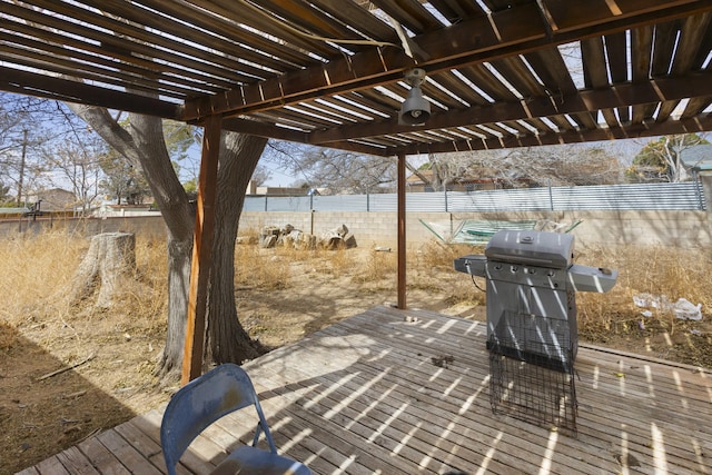 view of patio / terrace with fence and a pergola