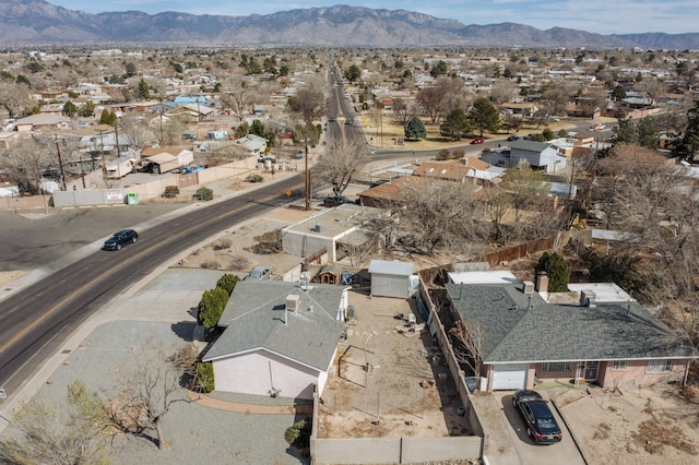 aerial view featuring a residential view and a mountain view