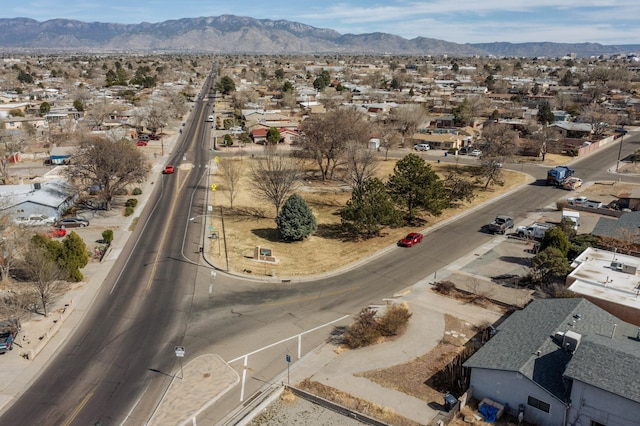 aerial view featuring a residential view and a mountain view