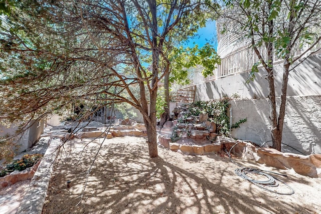 view of yard with stairway