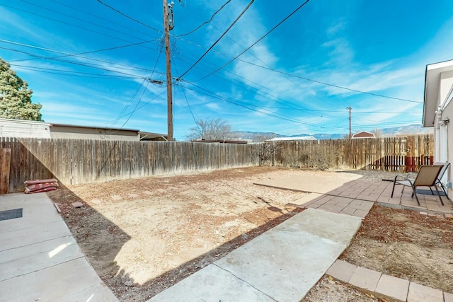 view of yard featuring a fenced backyard and a patio