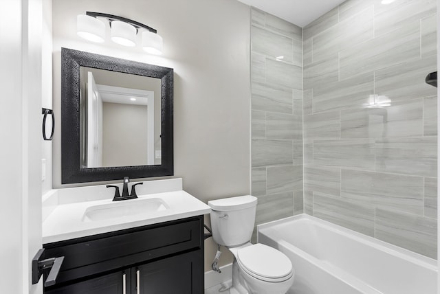 full bathroom featuring shower / bathing tub combination, vanity, and toilet