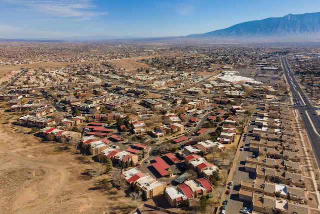 drone / aerial view with a mountain view