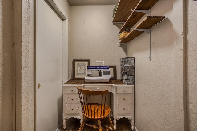 office area featuring built in study area