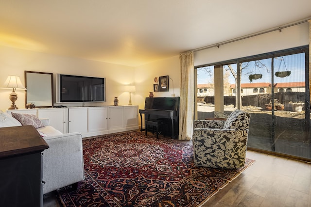 living room with wood finished floors