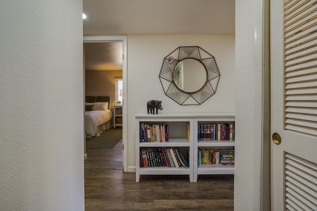 hallway featuring dark wood-style floors