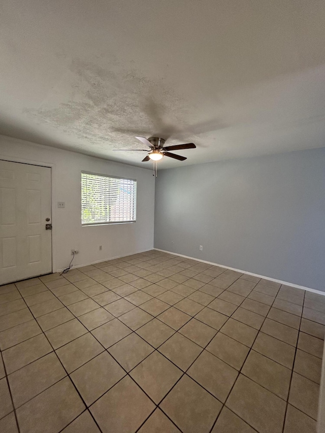 spare room featuring ceiling fan and a textured ceiling