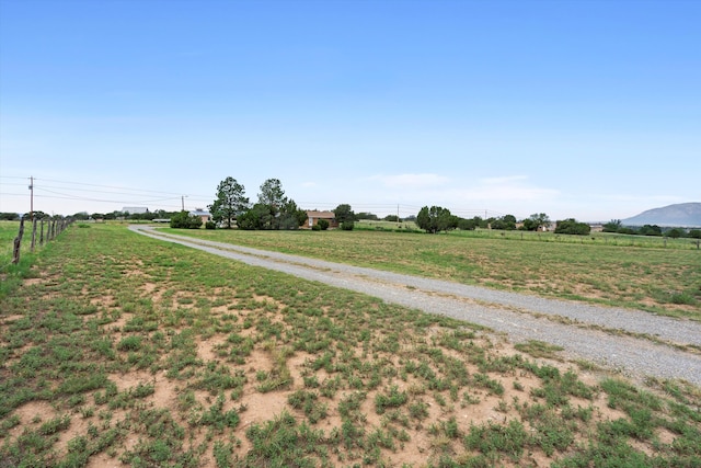 view of road with a rural view