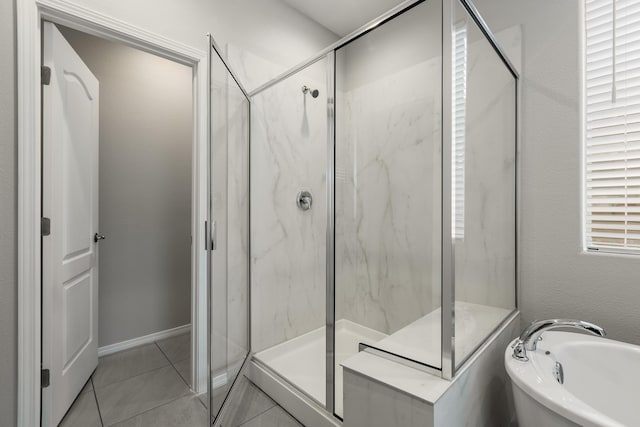2158 Janet Way, Rio Rancho, NM 87144 - full bath with a marble finish shower, a tub, and tile patterned floors