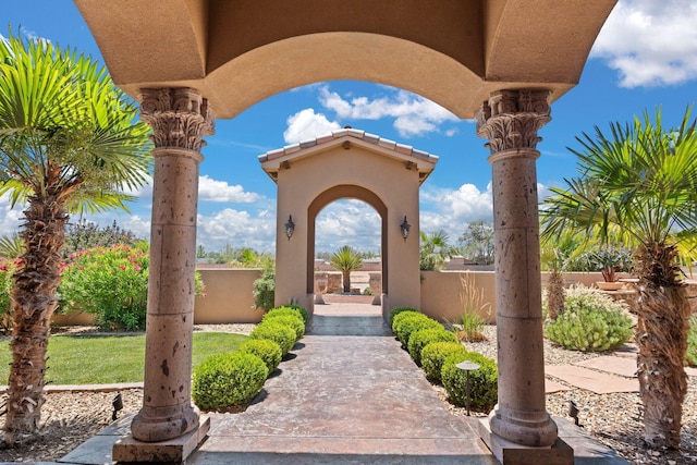 view of patio / terrace featuring fence