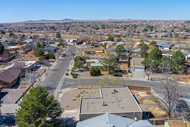 aerial view featuring a residential view and a mountain view