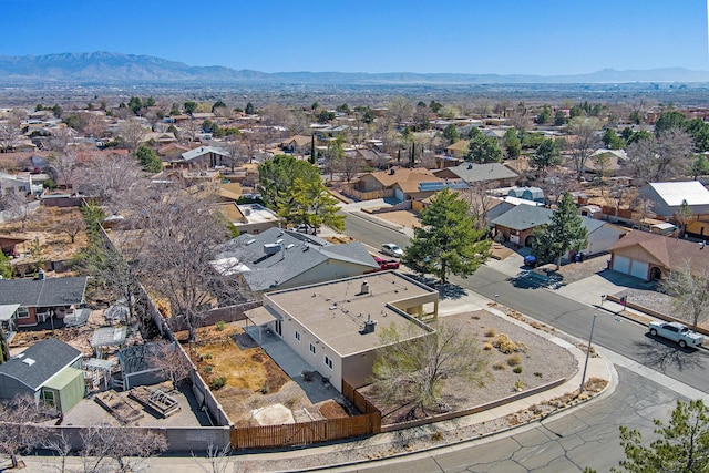 bird's eye view featuring a mountain view and a residential view