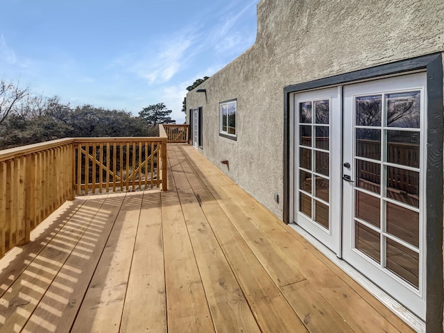 wooden terrace with french doors