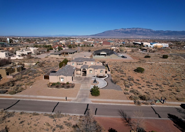 bird's eye view featuring a mountain view and a residential view