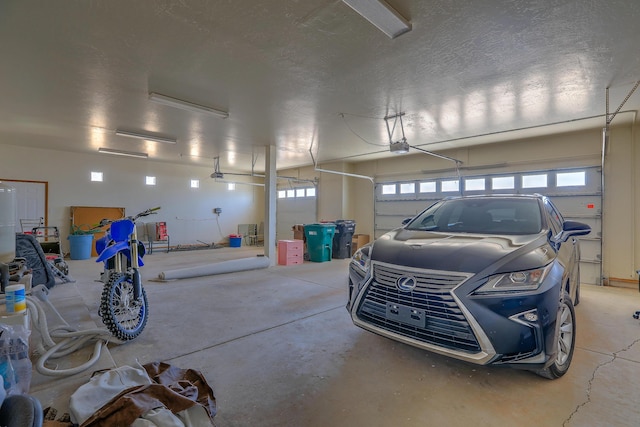 garage with a garage door opener