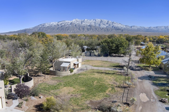 aerial view with a mountain view