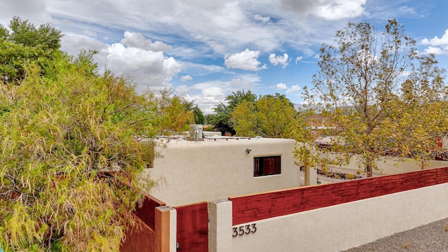 view of home's exterior with stucco siding