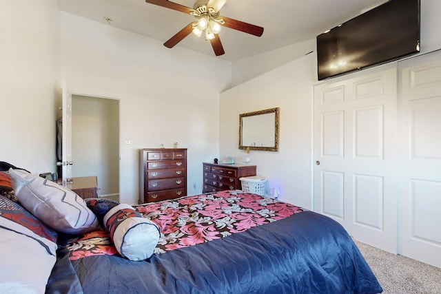 carpeted bedroom with a ceiling fan