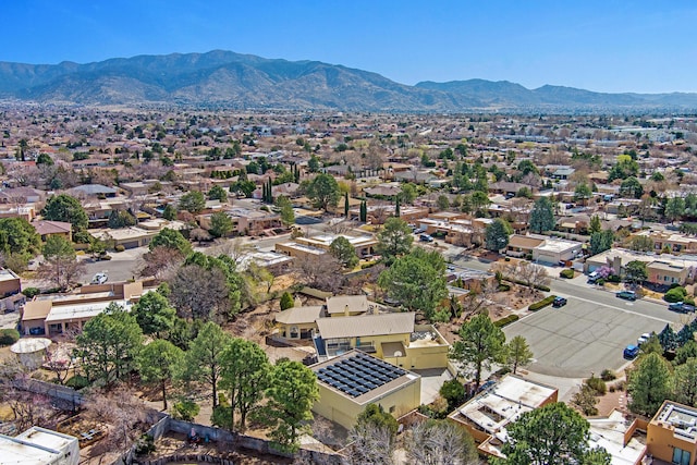 bird's eye view featuring a mountain view and a residential view