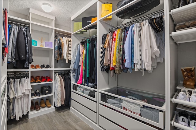 spacious closet with wood finished floors