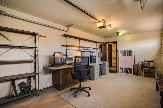 office space with a textured ceiling