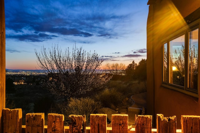 view of yard at dusk