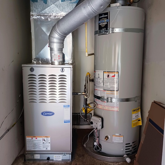 utility room featuring water heater