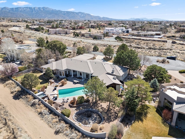 drone / aerial view with a mountain view